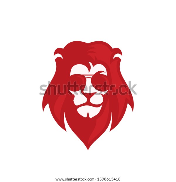 Negative Space Lion Head Logo Wearing Stock Vector Royalty Free