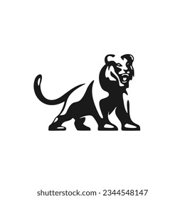 Negative Space Lion illustration vector logo icon