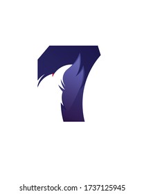 Negative space logo 7 and bird logo vector illustration