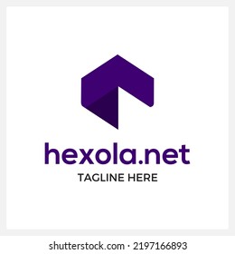 Hexágono negativo de diseño del logotipo del espacio