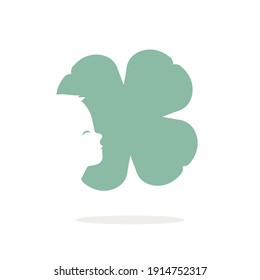 negative space logo with happy child in four-leaf clover