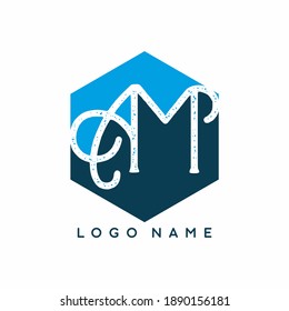 Espacio negativo del logotipo AM en el diseño hexagonal