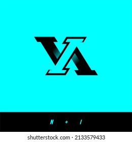 negative space logo, letter N and I, color Black Blue