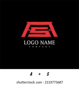 negative space logo, letter A and S, color Black Red