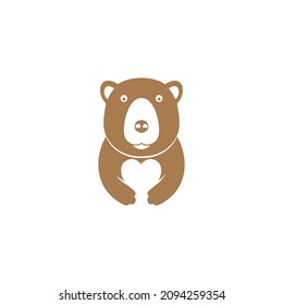 negative space love with bear logo icon vector graphic design illustration idea
