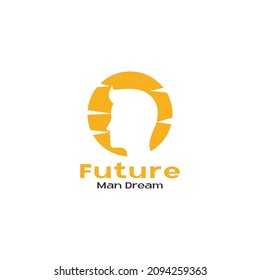 negative space man face with sunset logo icon vector graphic design illustration idea