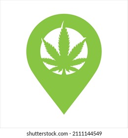 Ilustración de la plantilla de vectores del logotipo de marihuana en espacios negativos