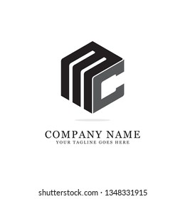 negative space MC initial logo design,  clean and strong design