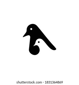 Negative space minimal bird logo