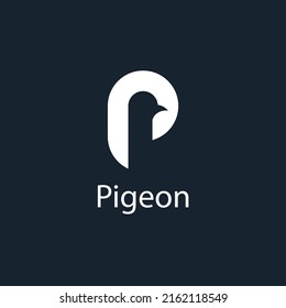 Negative space minimal pigeon bird logo vector