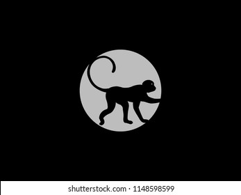 negative space monkey logo for illustration use