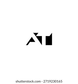 Logotipo del monograma del espacio negativo de AT – diseño minimalista moderno de la marca de letras
