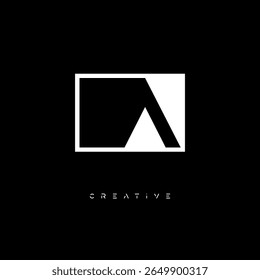 Um Monograma de Espaço Negativo - Logotipo de marca de letra preto e branco minimalista para branding criativo, identidade de moda e conceitos de design modernos
