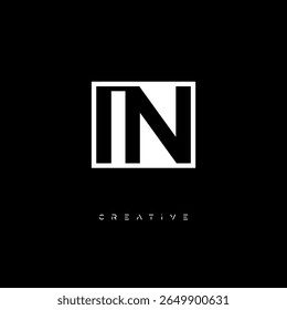 IN Negative Space Monogram - Logotipo minimalista de marca de letras em preto e branco para marcas criativas, identidade de moda e conceitos modernos de design
