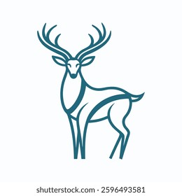 Negative Space Monoline Deer Logo