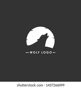 Negative space moon Wolf template logo design