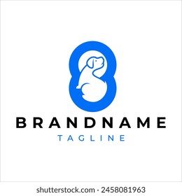 negative space number 8 dog logo