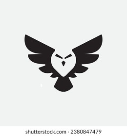  negative space owl nocturnal animal wild logo vector