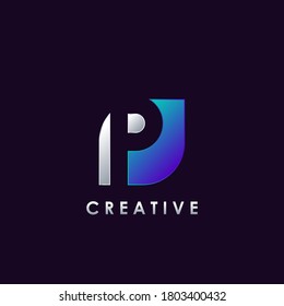 Negative Space P letter initial  logo template design for brand identity.