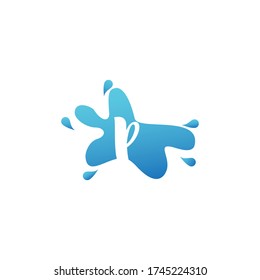 Negative Space P Buchstaben Logo Symbol in Wasser Splash Form Design Vorlage.