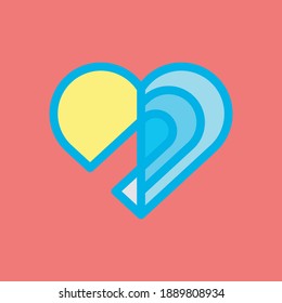 Negative Space Pencil and Heart Symbol for Education and Charity Logo