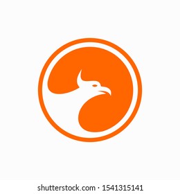 Negative Space Phoenix Head Circle Logo
