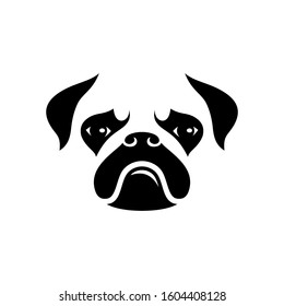 Negative Space Pug Head Logo Stock Vector (Royalty Free) 1604408128 ...