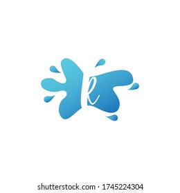Negative Space R  letter logo icon in water splash shape design template.