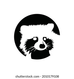negative space racoon icon design