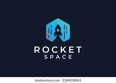 Negative space rocket space logo template