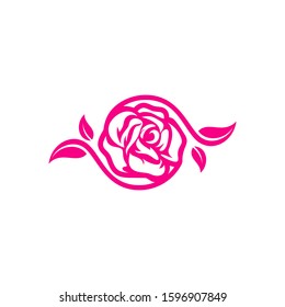 Negative space rose with its stem and leaves