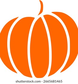 Negative space round pumpkin icon, creative autumn harvest vector illustration, isolated no background seasonal clipart
