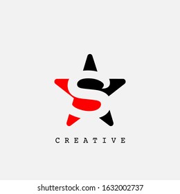 Negative Space S Letter Initial Abstract Techno Star Logo vector design for company identity.