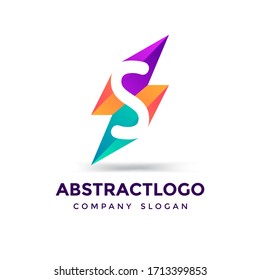 Negative Space S logo with Abstract shape colorful Creative vector element.