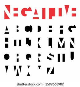 Negative Space Sans Serif Font (Vector Typeface). Uppercase Decorative Typography.