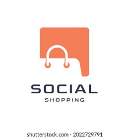 Negative space shopping bag logo design with business card