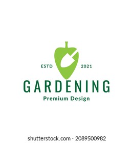 negative space shovel garden with fruit logo symbol icon vector graphic design illustration idea creative