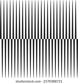 Negative space sine wave, square background. A black and white sound wave backdrop made from vertical lines.