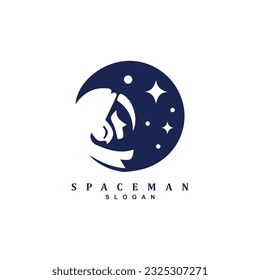 Negative space spaceman logo design. Astronaut with star logo vector badge