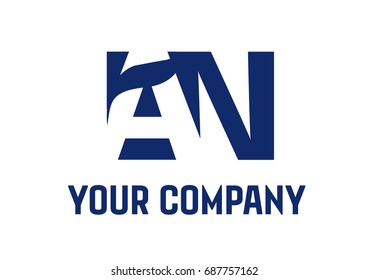  AN Negative Space Square Swoosh Letter Logo