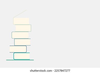 Negative space with stacked books design.