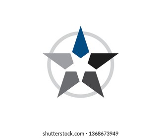 negative space star inside big star with circle background