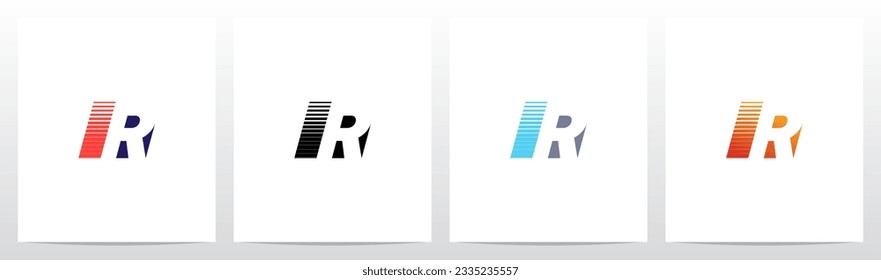 Espacio negativo con diseño de logotipo de letras de franjas R