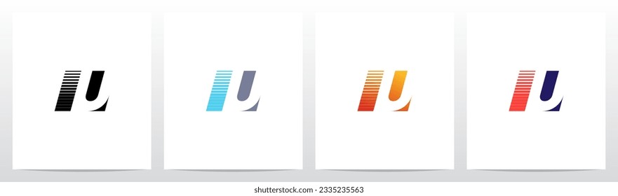 Negative Space With Stripes Letter Logo Design U