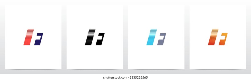 Negative Space With Stripes Letter Logo Design F