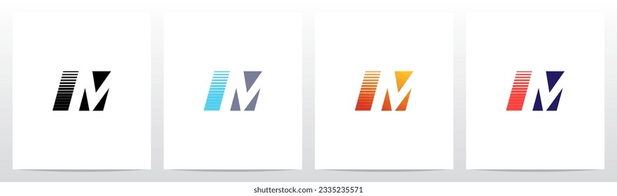 Espacio negativo con diseño de logotipo de letras de franjas M