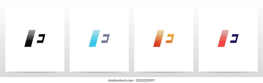 Negative Space With Stripes Letter Logo Design E