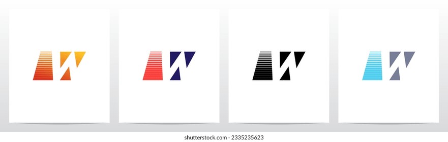 Negative Space With Stripes Letter Logo Design W