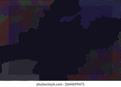 Negative Space Style Afghanistan Map with Dark Abstract Pixel Overlay
