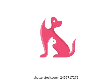 negative space style dog and cat logo, suitable for a petcare logo
